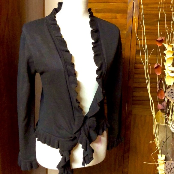 Versatile Black Open Knit Short Cardigan Sweater - Picture 2 of 3